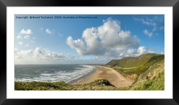 Rhossili bay, Gower Peninsula, Wales, UK Framed Mounted Print by Bernd Tschakert