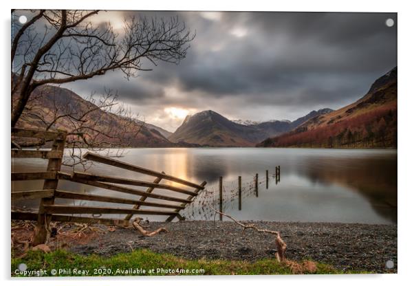 First light on Buttermere Acrylic by Phil Reay