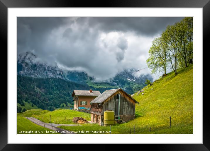 Farm in the Clouds Framed Mounted Print by Viv Thompson