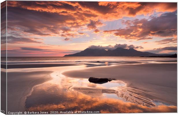 Sunset on the Beach Isle of Eigg Scotland Canvas Print by Barbara Jones