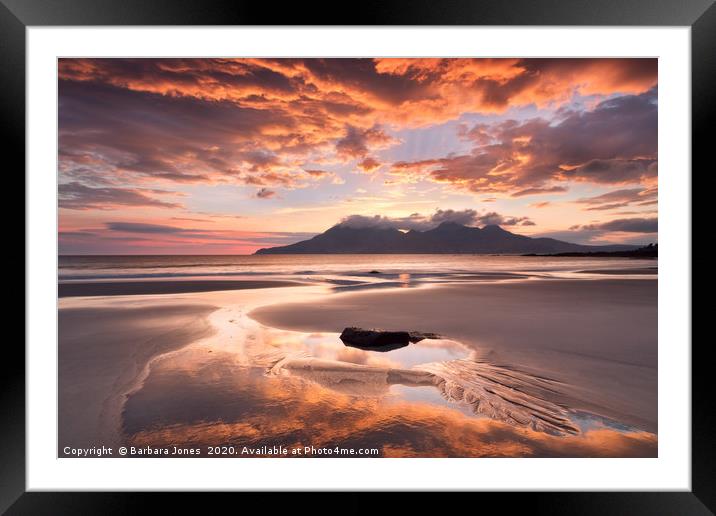 Sunset on the Beach Isle of Eigg Scotland Framed Mounted Print by Barbara Jones