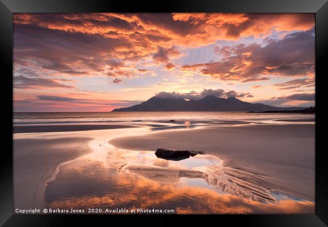 Sunset on the Beach Isle of Eigg Scotland Framed Print by Barbara Jones