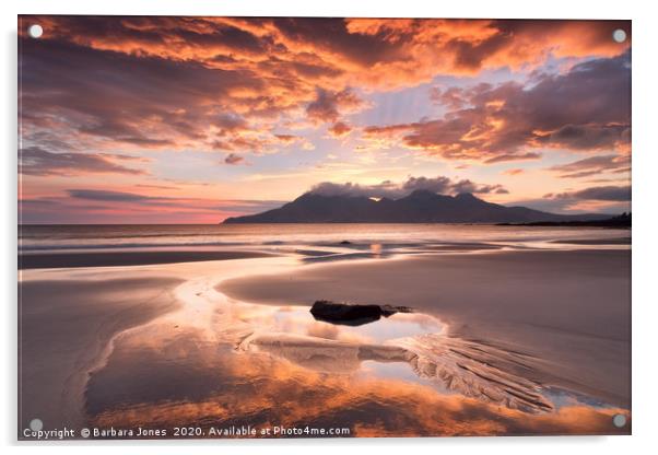 Sunset on the Beach Isle of Eigg Scotland Acrylic by Barbara Jones