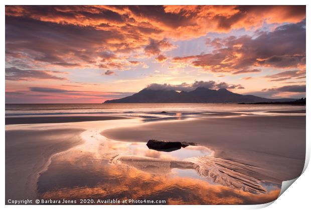 Sunset on the Beach Isle of Eigg Scotland Print by Barbara Jones