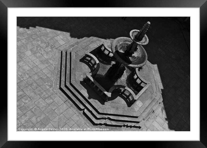 Fountain of the Convent of Christ in Monochrome Framed Mounted Print by Angelo DeVal