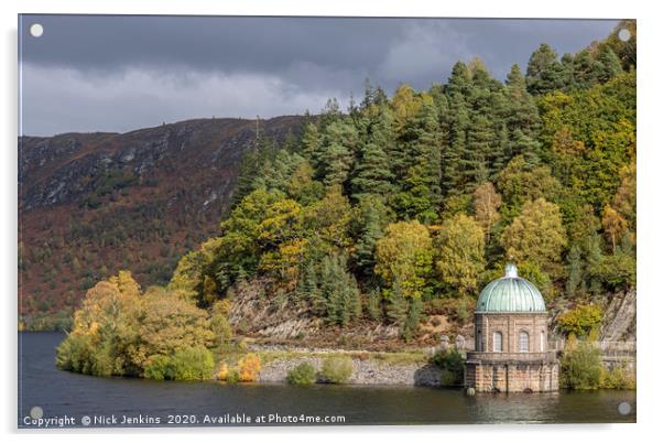 Garreg Ddu Reservoir Elan Valley Mid Wales Autumn  Acrylic by Nick Jenkins