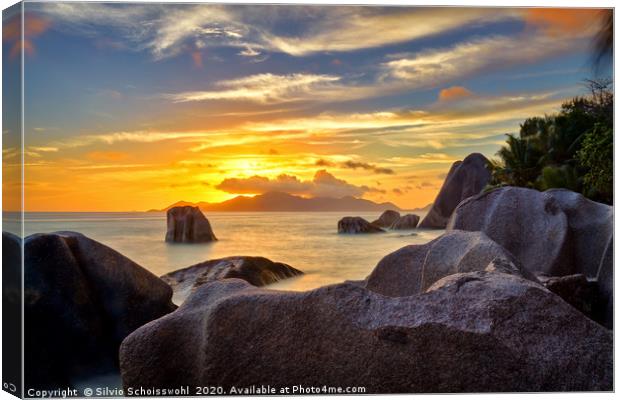 sunset on seychelles Canvas Print by Silvio Schoisswohl