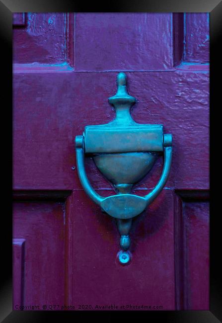 Door with brass knocker in the shape of a hand, be Framed Print by Q77 photo