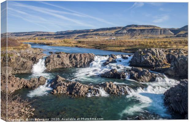 Glanni Waterfall at Bifrost in western Iceland Canvas Print by Nick Jenkins
