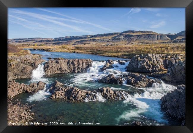 Glanni Waterfall at Bifrost in western Iceland Framed Print by Nick Jenkins