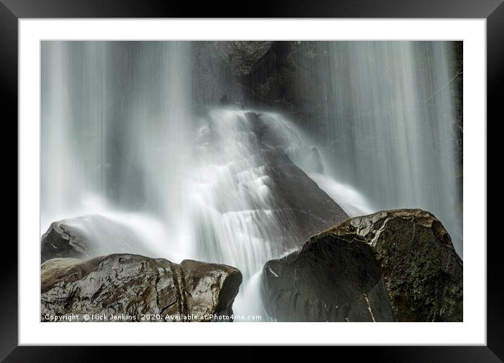 Base of the Melincourt Waterfall Vale of Neath Framed Mounted Print by Nick Jenkins
