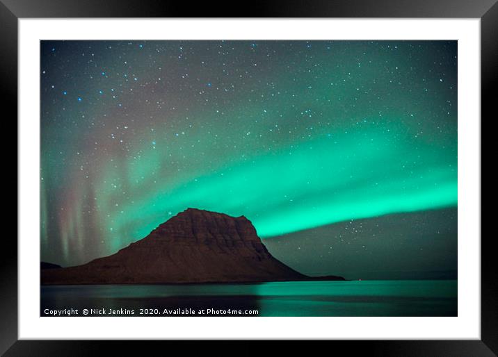 Aurora Borealis over Kirkjufell Iceland Framed Mounted Print by Nick Jenkins