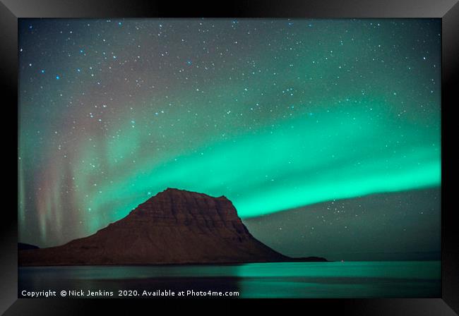Aurora Borealis over Kirkjufell Iceland Framed Print by Nick Jenkins