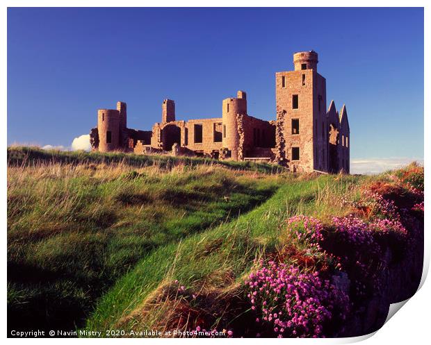 Ruins of New Slains Castle, Aberdeenshire Print by Navin Mistry