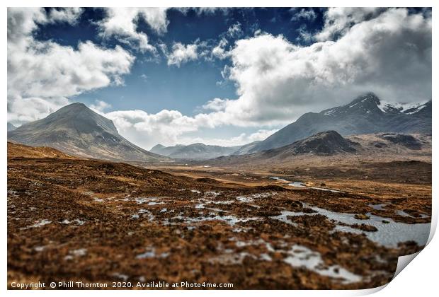 Black and Red Cuillin mountains from Sligachan Print by Phill Thornton