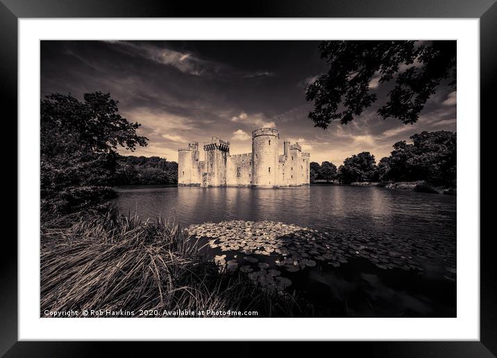 Bodiam Castle toned  Framed Mounted Print by Rob Hawkins