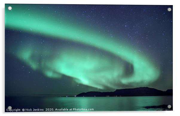 Aurora over Grundafjordur Snaefelsness Iceland Acrylic by Nick Jenkins