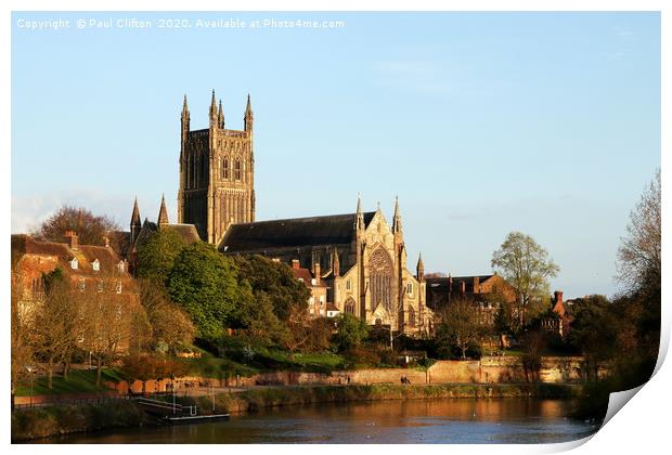 Worcester cathedral Print by Paul Clifton