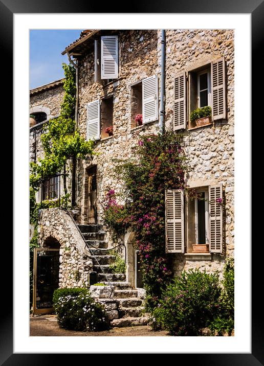  Street House In Saint Paul de Vence France Framed Mounted Print by Maggie McCall