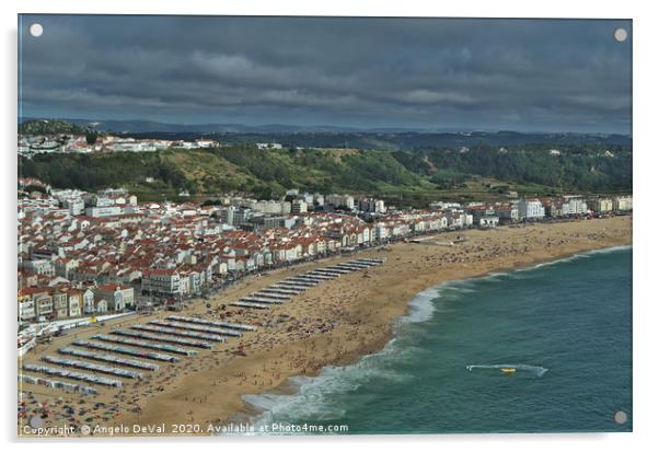 Nazare beach during summer season Acrylic by Angelo DeVal