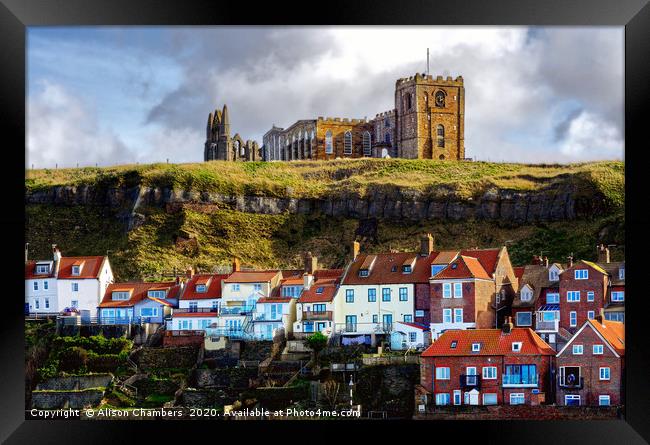 Whitby East Cliff  Framed Print by Alison Chambers