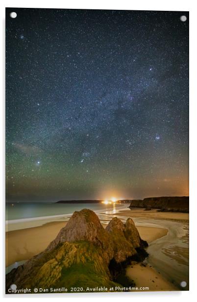 Three Cliffs Bay, Gower at Night with Sirius Acrylic by Dan Santillo