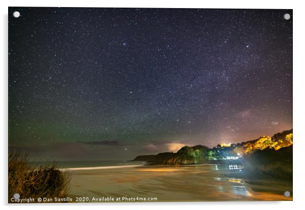 Caswell Bay, Gower at night with airglow Acrylic by Dan Santillo