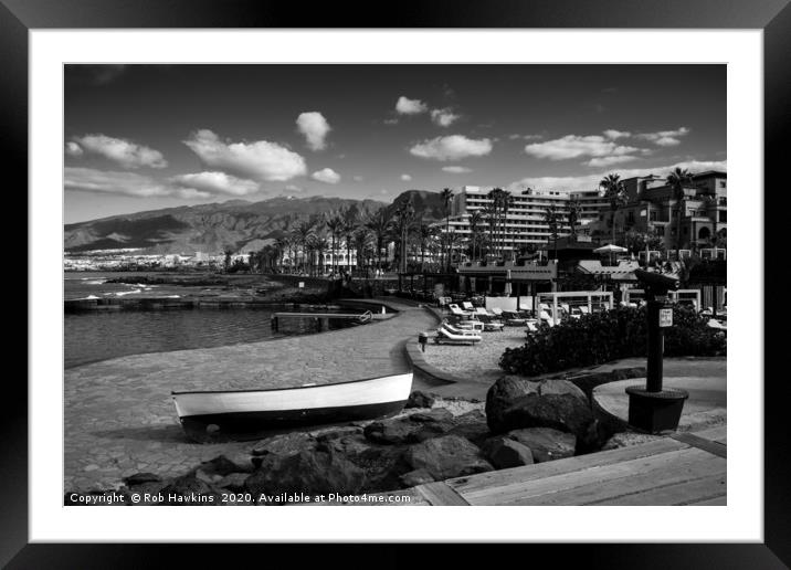 Los Christianos in mono Framed Mounted Print by Rob Hawkins