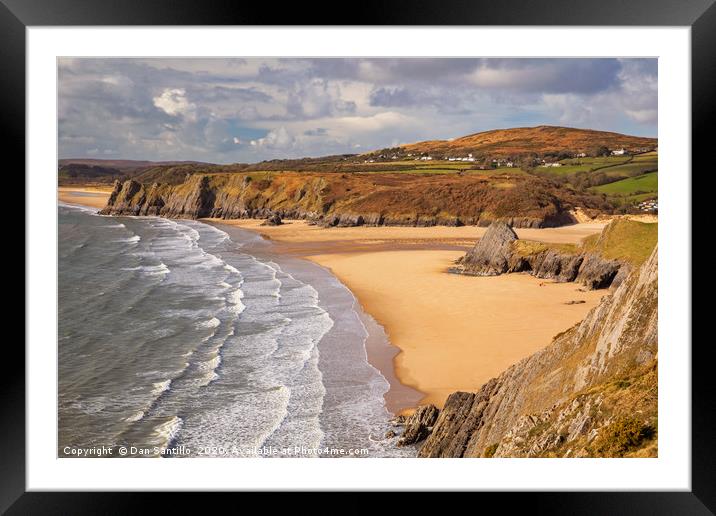 Pobbles Beach and Three Cliffs Bay, Gower Framed Mounted Print by Dan Santillo