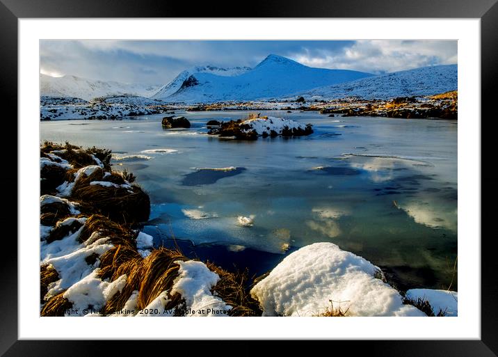 Rannoch Moor Winter Snow in Scotland's Highlands  Framed Mounted Print by Nick Jenkins