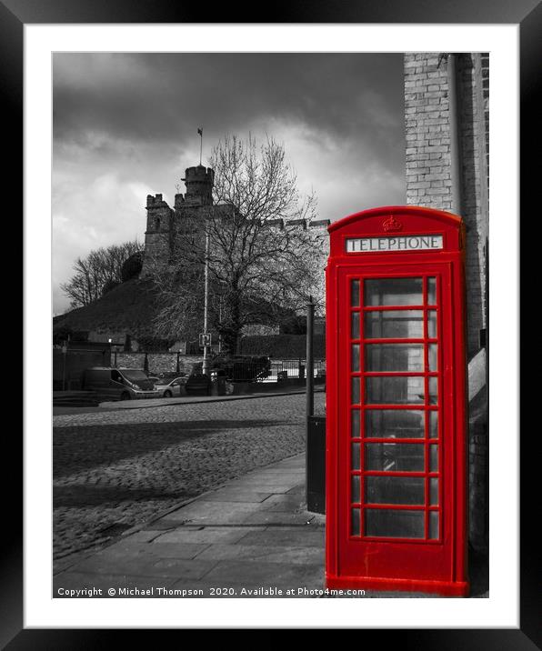 Lincoln Castle and telephone Framed Mounted Print by Michael Thompson