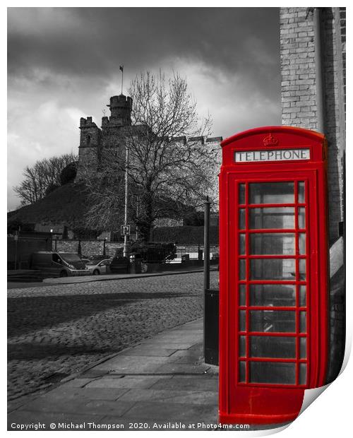 Lincoln Castle and telephone Print by Michael Thompson