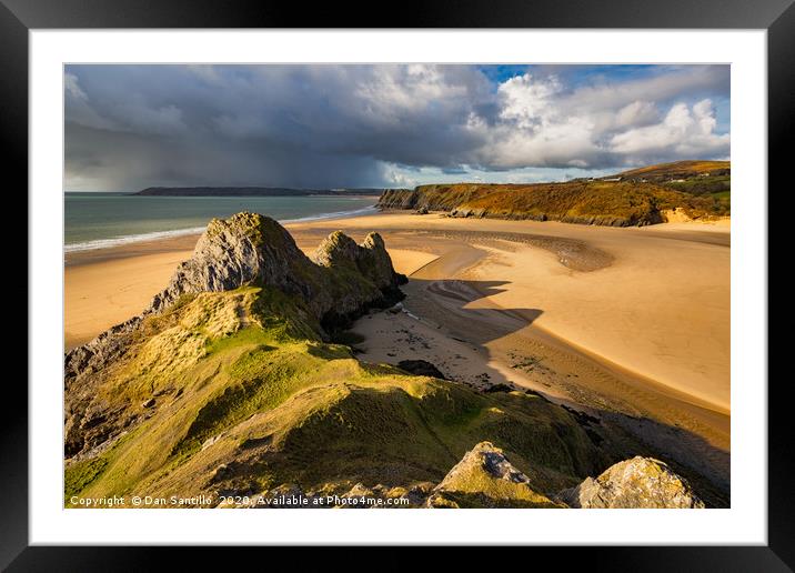 A sunny winter afternoon at Three Cliffs Bay, Gowe Framed Mounted Print by Dan Santillo