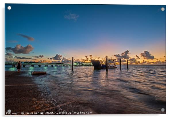 Sunrise Over The Coochie Mudlo Island Ferry Acrylic by Shaun Carling
