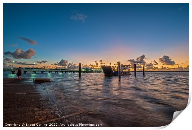 Sunrise Over The Coochie Mudlo Island Ferry Print by Shaun Carling