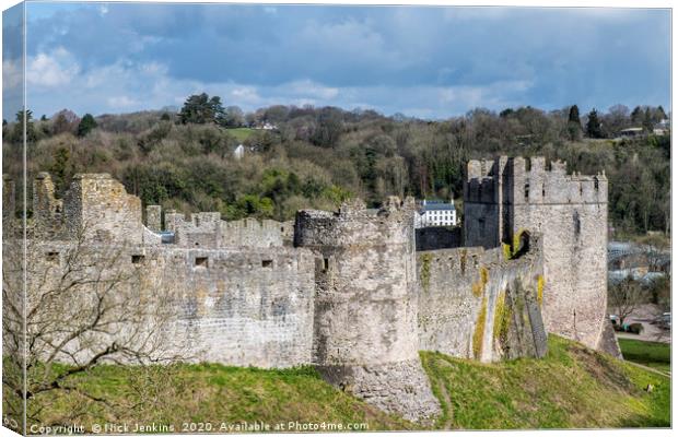 Chepstow Norman Castle by the River Wye  Canvas Print by Nick Jenkins