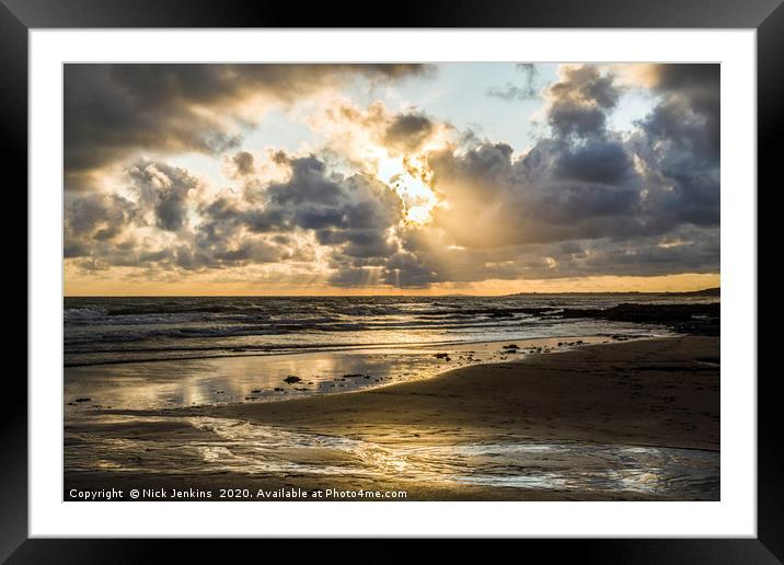 The Setting Sun over Dunraven Bay Glamorgan Coast  Framed Mounted Print by Nick Jenkins