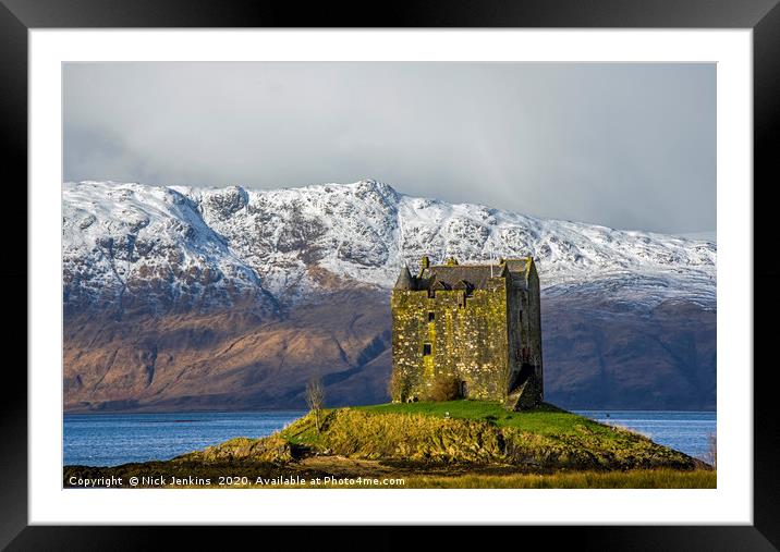Castle Stalker Loch Laich Argyll Scotland Winter Framed Mounted Print by Nick Jenkins