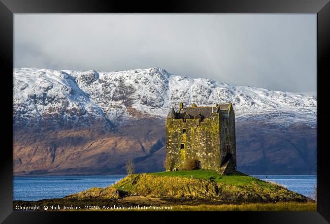 Castle Stalker Loch Laich Argyll Scotland Winter Framed Print by Nick Jenkins