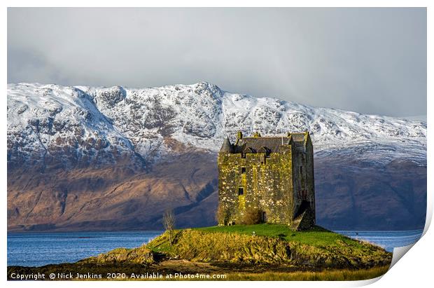 Castle Stalker Loch Laich Argyll Scotland Winter Print by Nick Jenkins