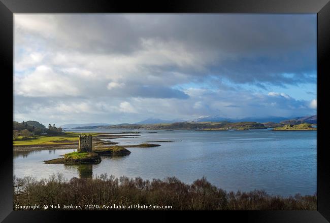 Castle Stalker and Loch Laich Scottish Highlands Framed Print by Nick Jenkins