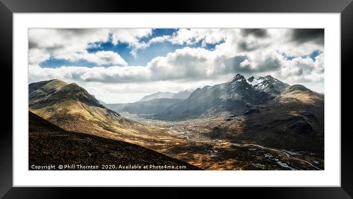 Panoramic of the Black and Red Cuillin mountains  Framed Mounted Print by Phill Thornton