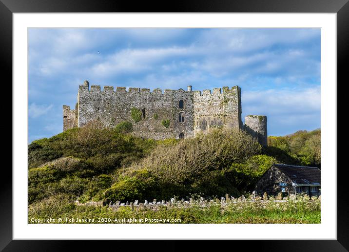 Manorbier Castle South Pembrokeshire Coast Wales Framed Mounted Print by Nick Jenkins