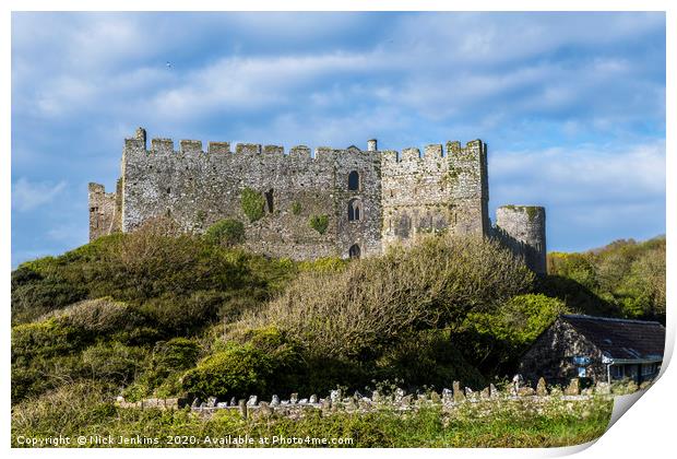 Manorbier Castle South Pembrokeshire Coast Wales Print by Nick Jenkins