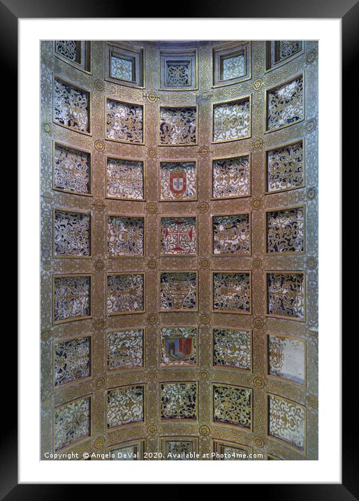 Ceiling Detail in the Convent of Christ. Tomar Framed Mounted Print by Angelo DeVal