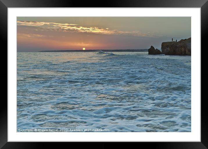 Beautiful Sunset in Gale Beach in Algarve Framed Mounted Print by Angelo DeVal