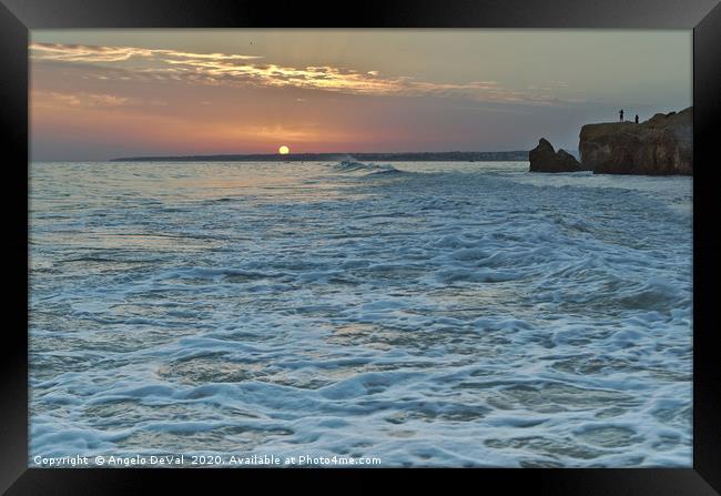 Beautiful Sunset in Gale Beach in Algarve Framed Print by Angelo DeVal