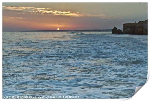 Beautiful Sunset in Gale Beach in Algarve Print by Angelo DeVal