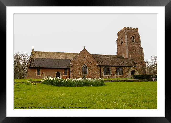 White daffodils Gaywood church Framed Mounted Print by Clive Wells