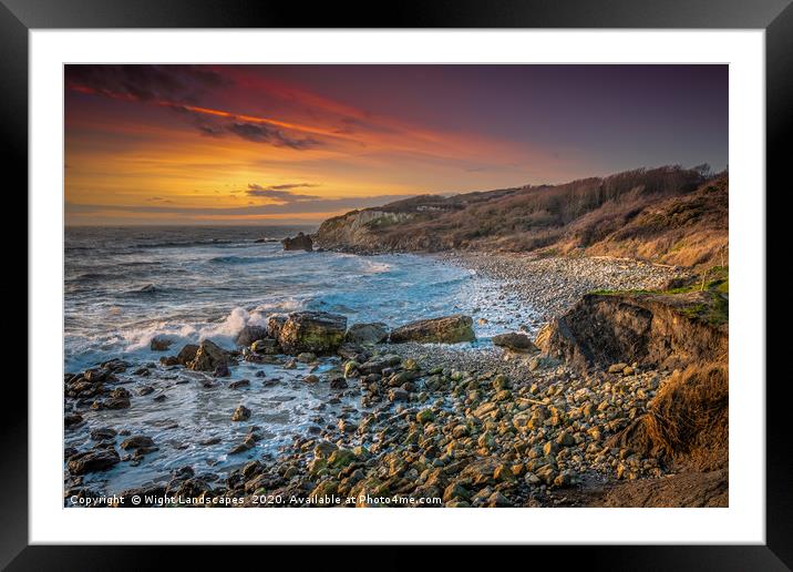 Sunset At Watershoot Bay Framed Mounted Print by Wight Landscapes